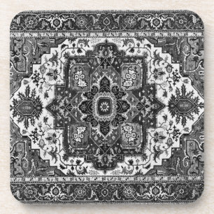 PERSIAN RUG - Black & White Beverage Coaster