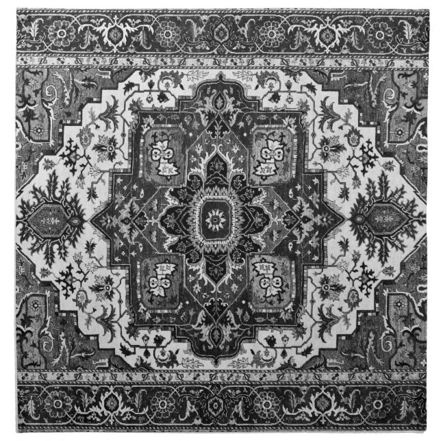 PERSIAN RUG - Black & White Cloth Napkin (Front)