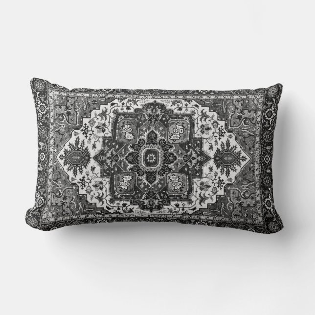 PERSIAN RUG - Black & White Lumbar Pillow (Front)