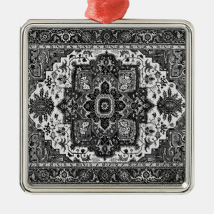 PERSIAN RUG - Black & White Metal Ornament