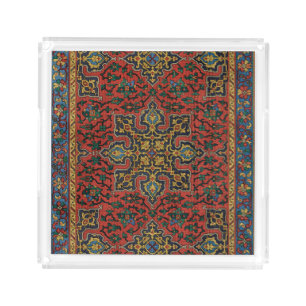 Persian Rug Carpet Red Blue Classic Acrylic Tray