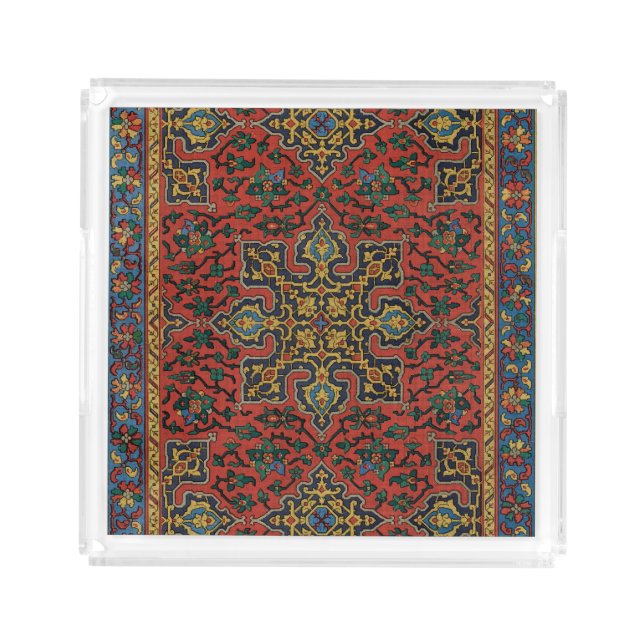 Persian Rug Carpet Red Blue Classic Acrylic Tray (Front)