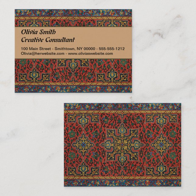 Persian Rug Carpet Red Blue Classic Business Card (Front/Back)