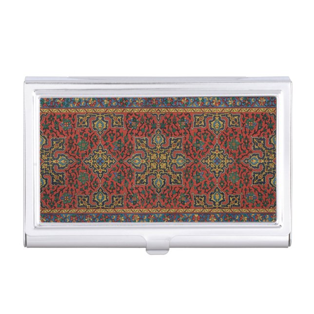 Persian Rug Carpet Red Blue Classic Business Card Case (Front)