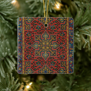 Persian Rug Carpet Red Blue Classic Ceramic Ornament