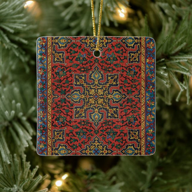 Persian Rug Carpet Red Blue Classic Ceramic Ornament (Tree)