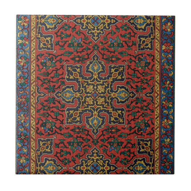 Persian Rug Carpet Red Blue Classic Ceramic Tile (Front)