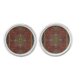 Persian Rug Carpet Red Blue Classic Cufflinks