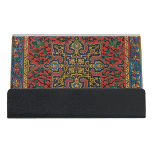 Persian Rug Carpet Red Blue Classic Desk Business Card Holder