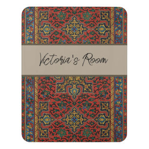 Persian Rug Carpet Red Blue Classic Door Sign