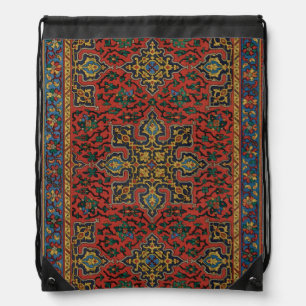 Persian Rug Carpet Red Blue Classic Drawstring Bag