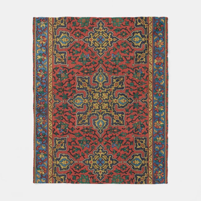 Persian Rug Carpet Red Blue Classic Fleece Blanket (Front)