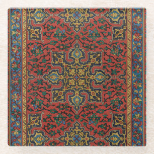 Persian Rug Carpet Red Blue Classic Glass Coaster