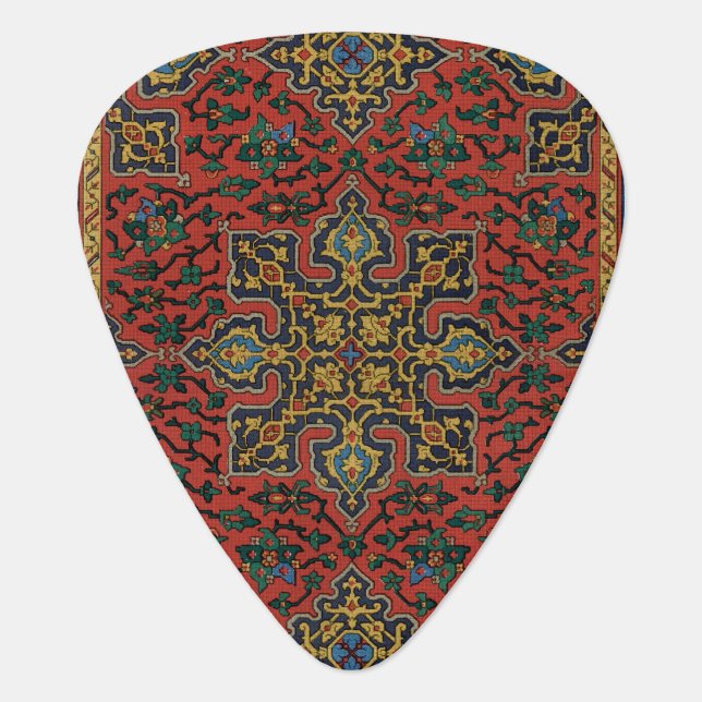 Persian Rug Carpet Red Blue Classic Guitar Pick (Front)