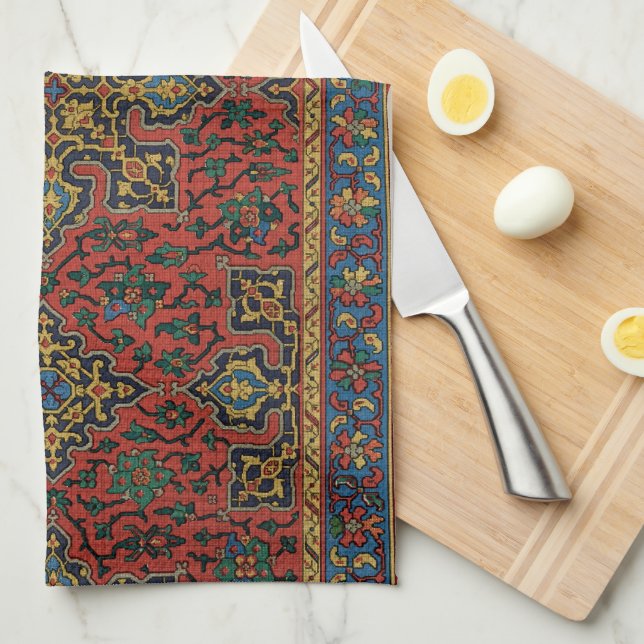 Persian Rug Carpet Red Blue Classic Kitchen Towel (Quarter Fold)