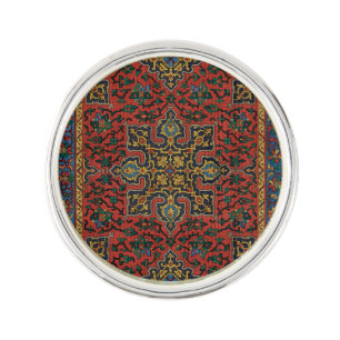 Persian Rug Carpet Red Blue Classic Lapel Pin