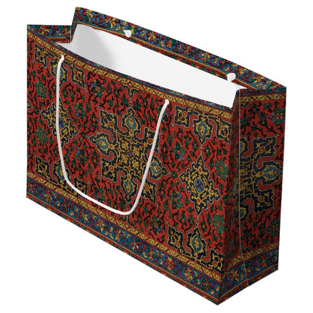 Persian Rug Carpet Red Blue Classic Large Gift Bag (Front Angled)