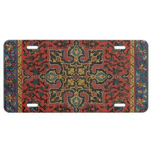 Persian Rug Carpet Red Blue Classic License Plate