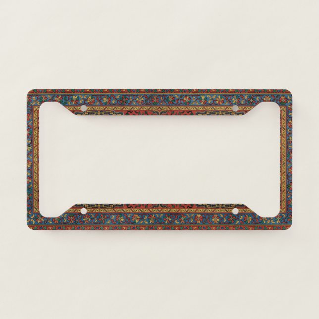 Persian Rug Carpet Red Blue Classic License Plate Frame (Front)
