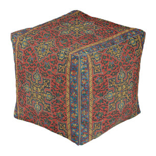 Persian Rug Carpet Red Blue Classic Pouf