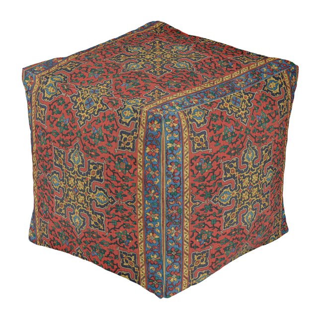 Persian Rug Carpet Red Blue Classic Pouf (Angled Back)