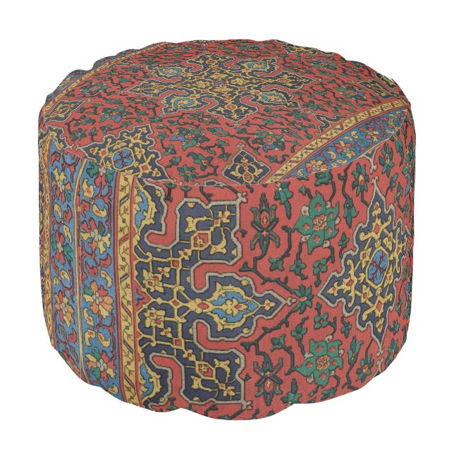 Persian Rug Carpet Red Blue Classic Pouf (Angled Back)
