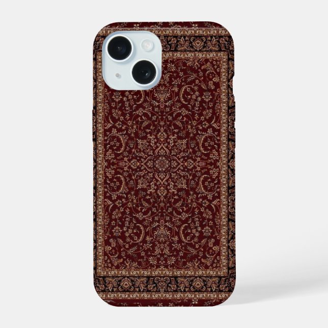 Persian rug design print red geometric pattern  iphone case (Back)