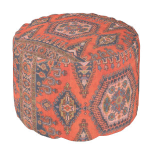 Persian Rug Eastern Accent Vintage Turkish Retro  Pouf