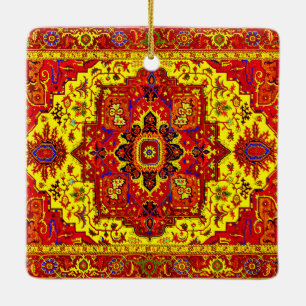 PERSIAN RUG - Red & Yellow Ceramic Ornament