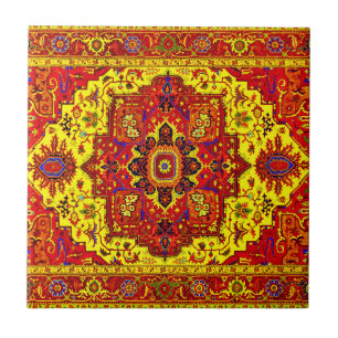 PERSIAN RUG - Red & Yellow Tile