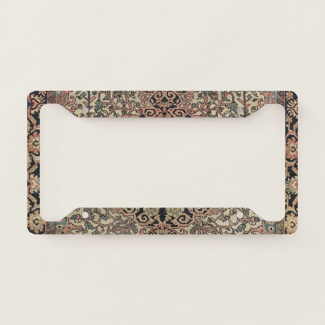 Persian Sarouk Peach Pink Beige  License Plate Frame (Front)