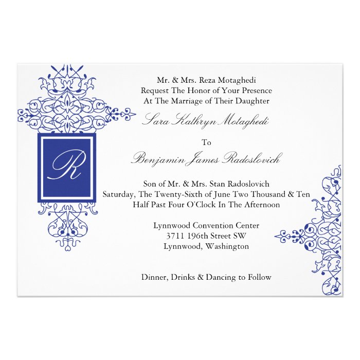 Persian Scroll Formal Monogram Invitation