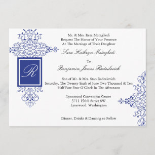 Persian Scroll Formal Monogram Invitation