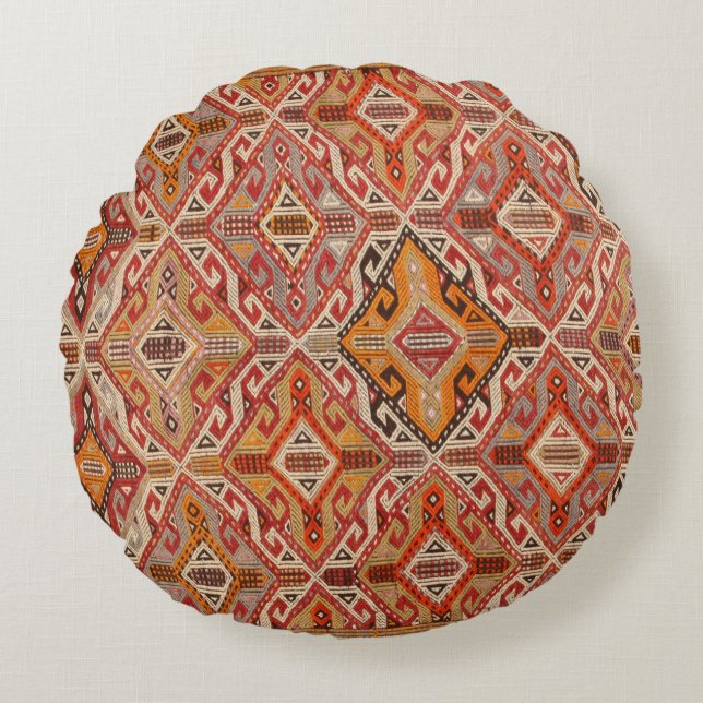 Persian Silk Rug Print  Round Pillow (Front)