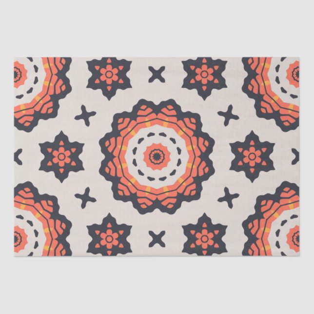 Persian Star Pattern Yellow Beige Orange  Tissue Paper (Front)