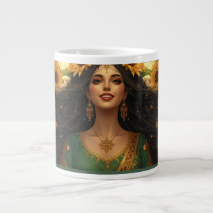 Persian Sunflower Lady Mug   Elegant Floral Art Co