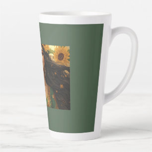 Persian Sunflower Lady Mug   Elegant Floral Art Co