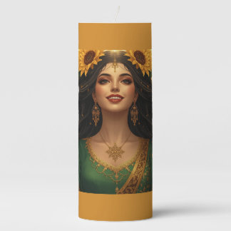 Persian Sunflower Lady Mug | Elegant Floral Art Co Pillar Candle