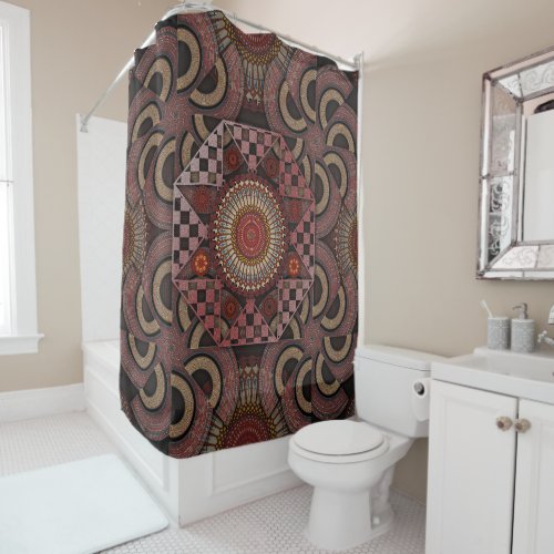 Persian sunniest framed ethnic semicircle mandala shower curtain