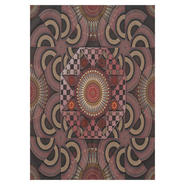 Persian sunniest framed ethnic semicircle mandala tablecloth (Front)
