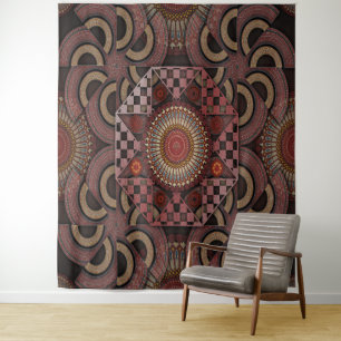 Persian sunniest framed ethnic semicircle mandala tapestry