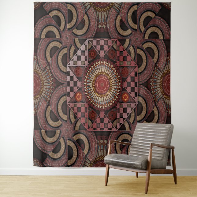 Persian sunniest framed ethnic semicircle mandala tapestry (In Situ)