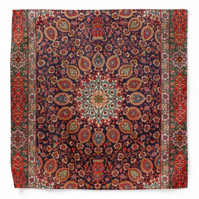 Persian Tabriz Black Radial Geometric  Bandana (Front)