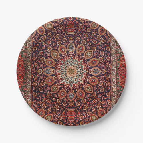 Persian Tabriz Black Radial Geometric  Paper Plates