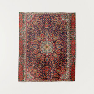 Persian Tabriz Black Radial Geometric  Tapestry