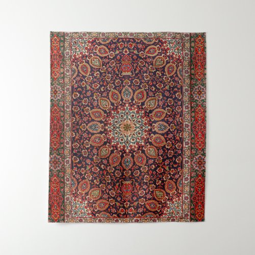 Persian Tabriz Black Radial Geometric  Tapestry