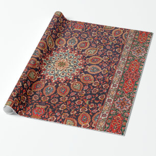 Persian Tabriz Black Radial Geometric Wrapping Paper