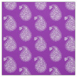 Persian tile paisley - white on amethyst purple fabric