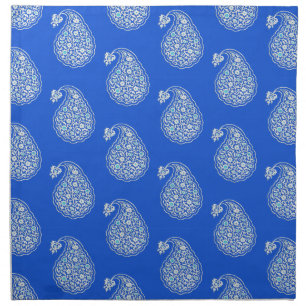 Persian tile paisley - white on blue cloth napkin