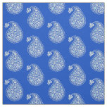 Persian tile paisley - white on cobalt blue fabric